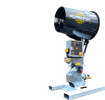 A Screenpod S45 dust cannon for fugitive dust suppression, water misting cannons, for quarrying, haul roads, aggregate dust