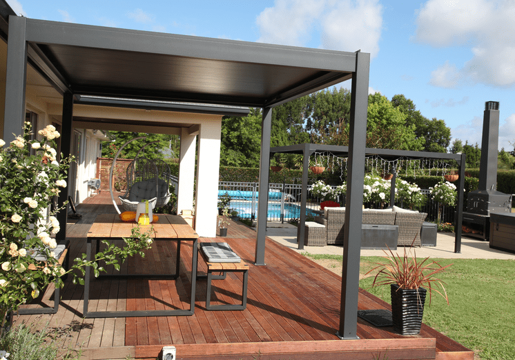 Two louvres over deck in outdoor living space