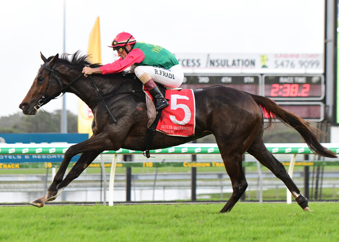 Igraine winning the Listed Caloundra Cup (2400m) on Saturday. - Grant Peters