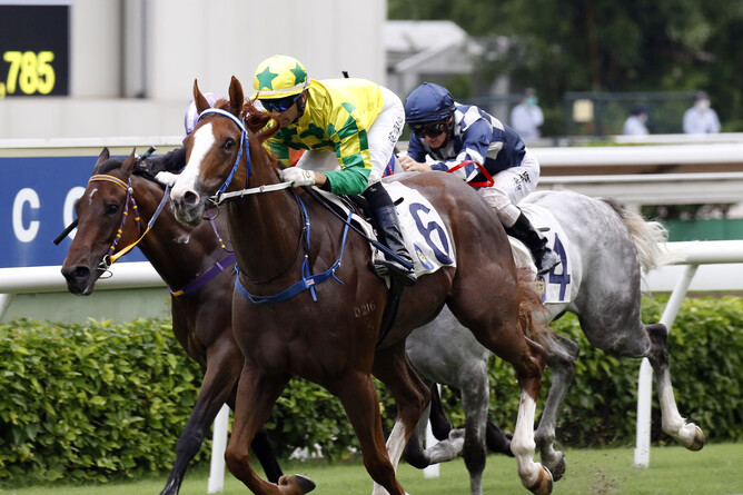 Sky Field gets the win for Joao Moreira. - Photo: HKJC