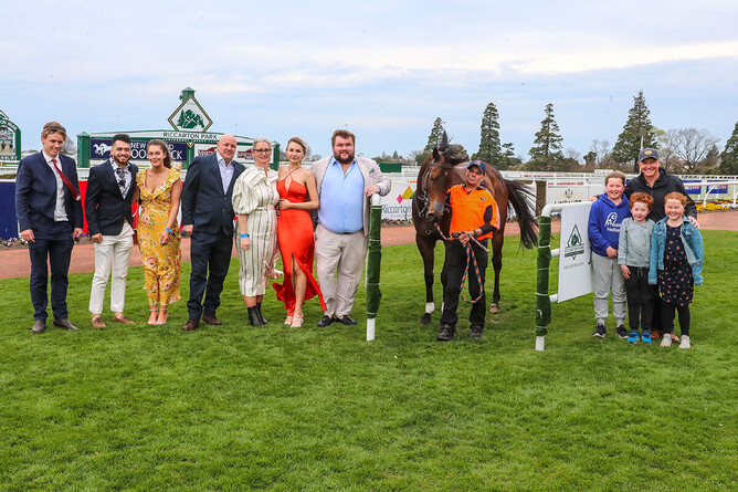 Connections celebrate with Challa after his win at Riccarton - Photo: Riccarton Park Facebook