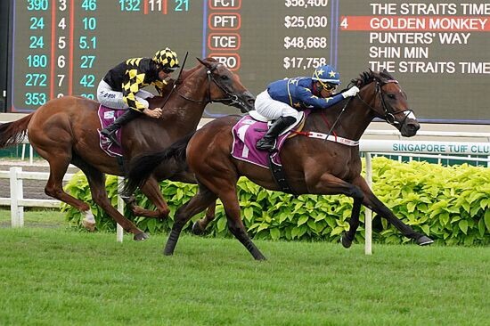 Lim’s Kosciuszko makes it back-to-back wins in the S$300,000 Lion City Cup (1200m) at Kranji on Sunday. - Photo: Singapore Turf Club