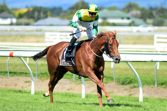 Beauden winning the Listed Japac Marton Cup (2200m) Photo Credit: Race Images – Peter Rubery
