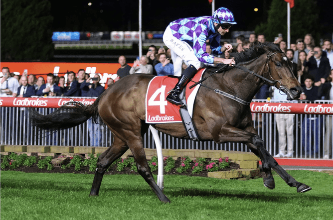 Pride Of Jenni winning the Gr.2 Feehan Stakes (1600m) under Declan Bates 2024