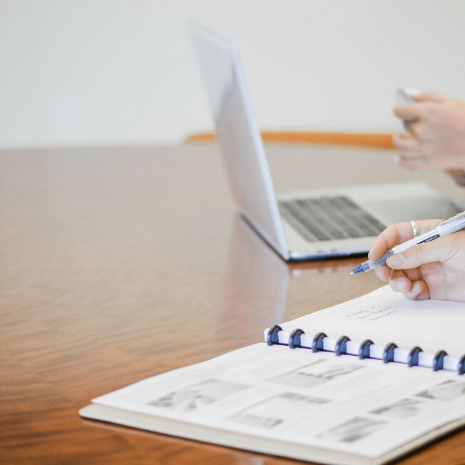 Two people in a meeting