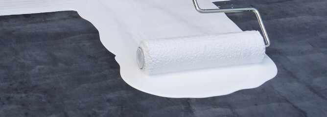 Kemseal silicone roof coating being applied to butynol