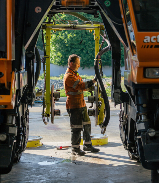 Mechanic working on machinery
