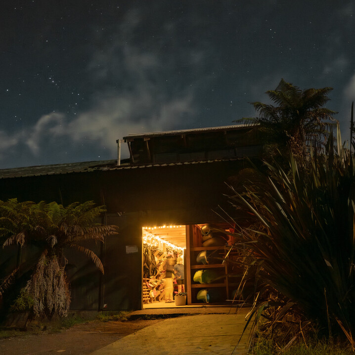 Night Shot of New Zealand Glow Worm Kayak Base 