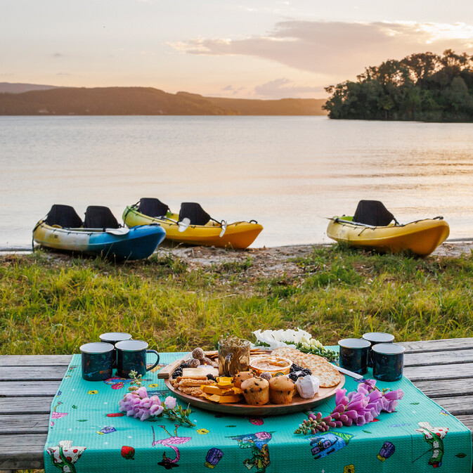 Drone View of Glowing Worms Kayaking