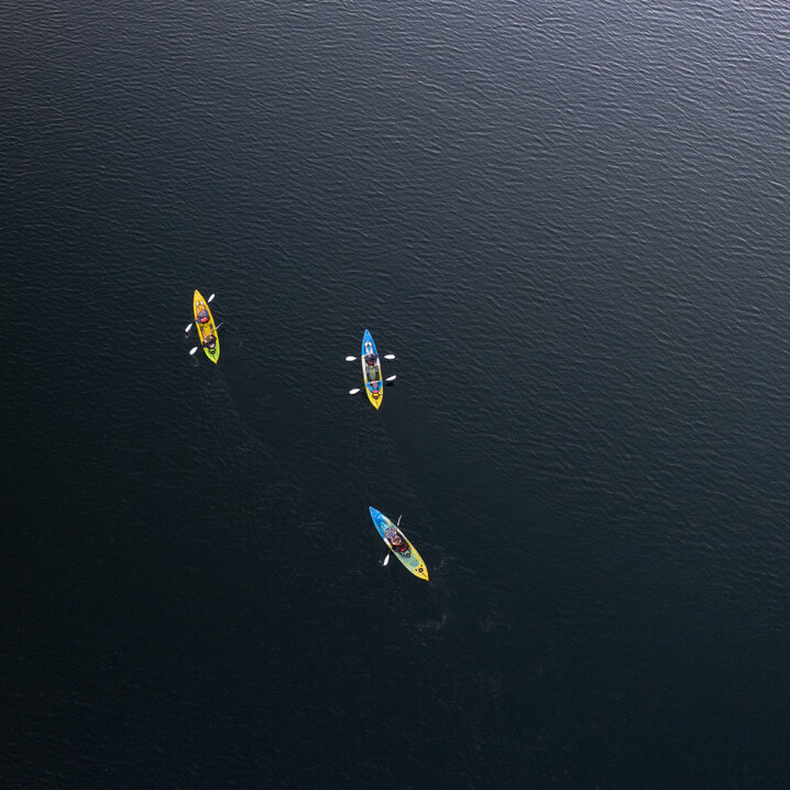Drone View of Glowing Worms Kayaking