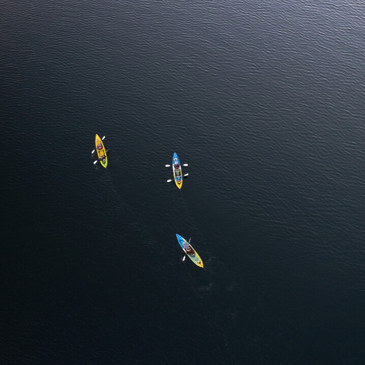 Drone View of Glowing Worms Kayaking