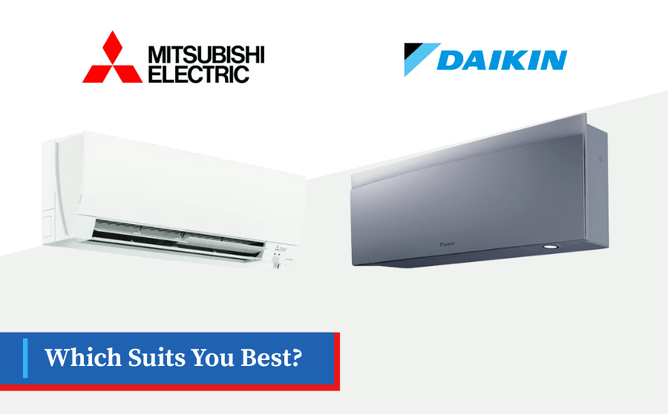 Mitsubishi Electric and Daikin mini-split units with the question "Which Suits You Best?".