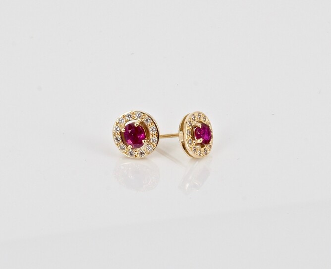 Ruby and diamond earring studs