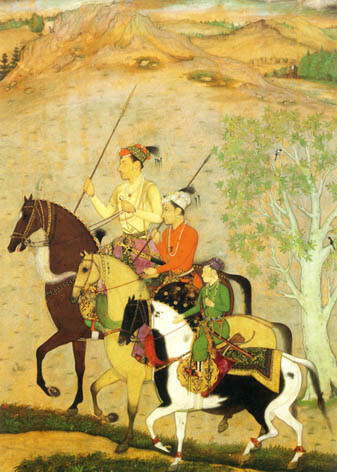 Portrait of a Mogul emperor's sons; all wearing pearl jewellery