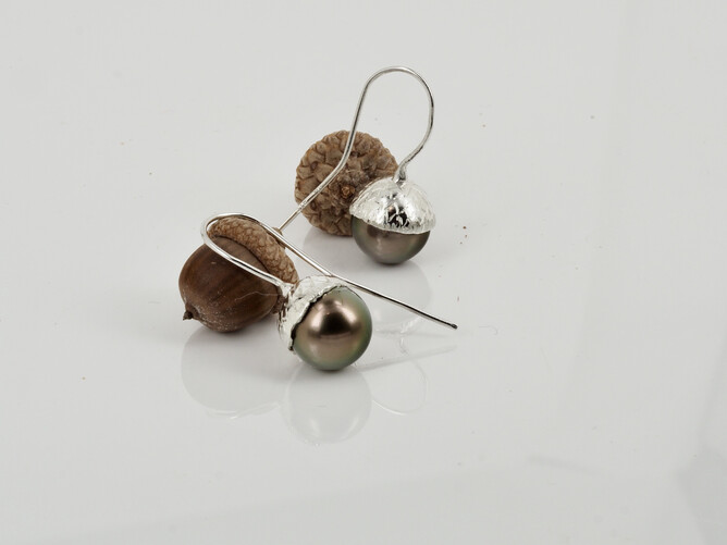 Silver acorn earrings