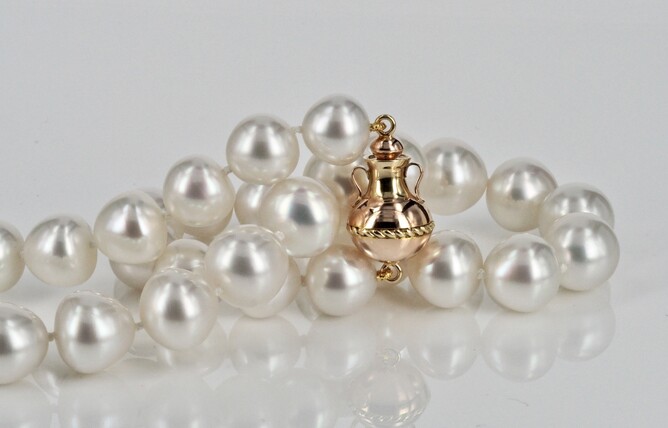 Australian South Sea triangle pearls with a handmade clasp