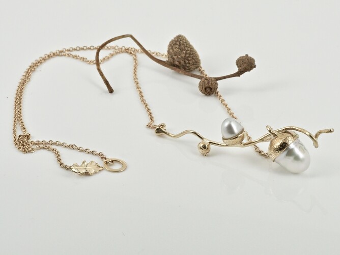 Gold acorn necklace