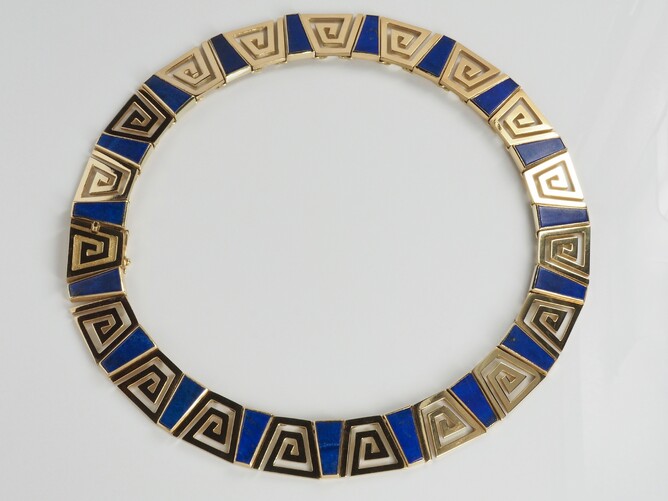 Greek gold and lapis lazuli necklace 