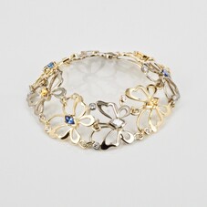 Handmade butterfly bracelet with sapphires and diamonds