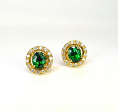 Tsavorite garnet earrings with diamonds