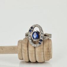 Ring, blue sapphires and diamonds