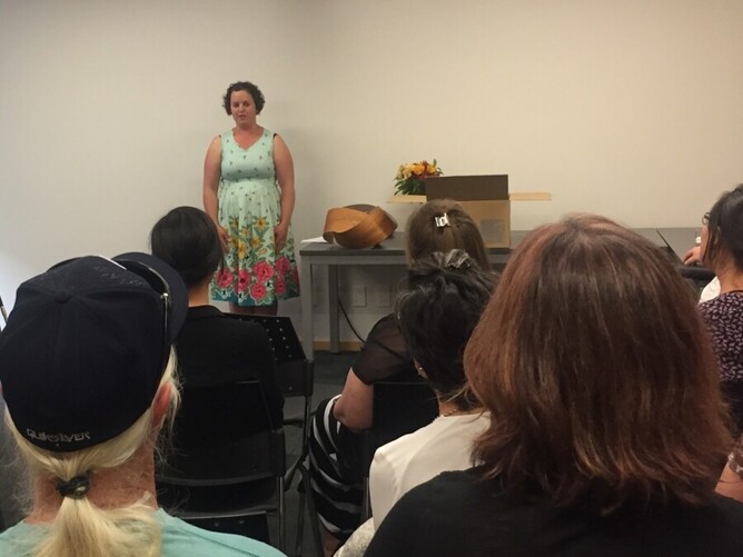 Waihi Beach's Victoria Menary presenting Minnow's new business plan at the final CO.STARTERS event in 2017. - Photo: Venture Centre