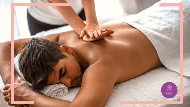 Man enjoying a relaxing massage.