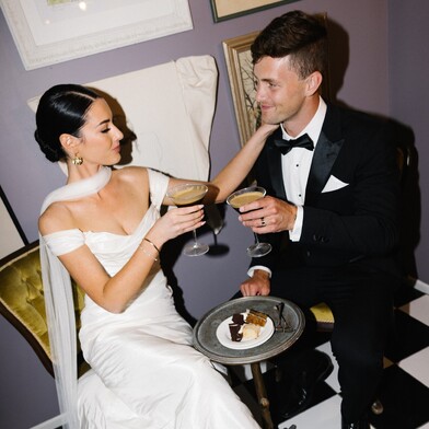 Wedding Planning and Styling by The Event Girl - bride and groom sharing a moment with espresso martinis'