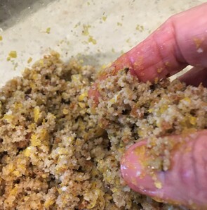 Mixing my breadcrumb mixture