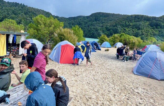 Tent city at Bark Bay