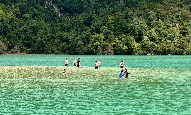 Exploring the lagoon at Bark Bay