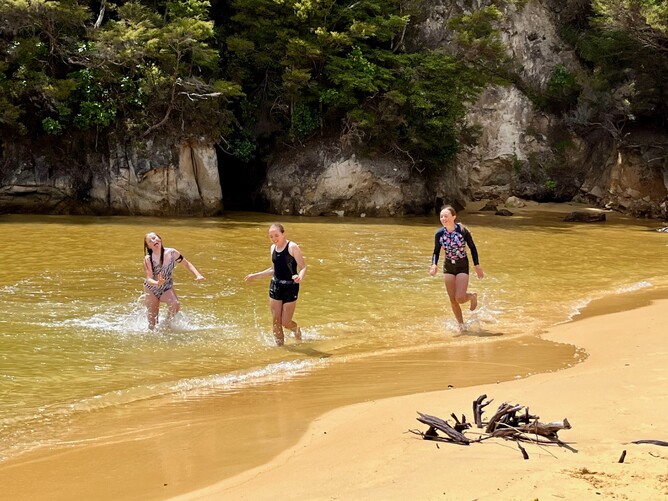 Enjoying the clear, warm waters