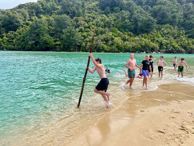 Pole vaulting at Bark Bay