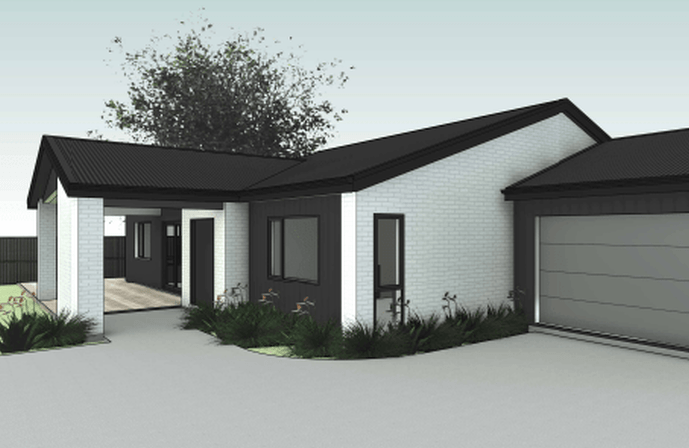 Mockup of house design at Lot 60 Kotare Park, Cambridge. House and Land Packages Cambridge available from Linecrest Homes.