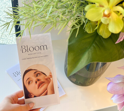 Photo of Bloom Aesthetics pamphlets inside the Christchurch clinic 