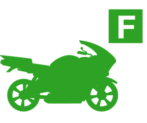 Green road bike motorcycle silhouette with full plate