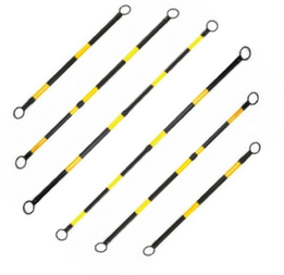 yellow and black retractable cone barriers