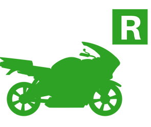 Green road bike motorcycle silhouette with restricted plate