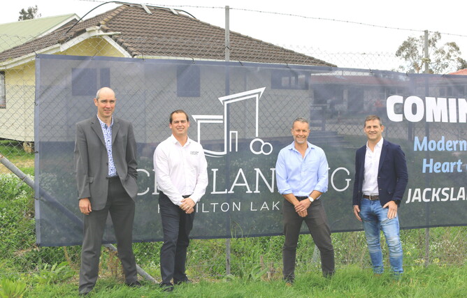 From left to right: Brett Maley (Jack's Landing), Douw Van Der Merwe (Anthem Homes), Craig Smith (Golden Homes) and Phil Holah (Holah Homes).