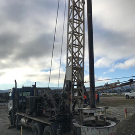 Heavy-duty drilling rig operating on a construction site in Canterbury – specialist drilling and foundation services North Canterbury.