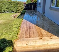 Freshly built timber deck along a residential home in North Canterbury – crafted by expert deck builders in Christchurch for a clean, natural outdoor finish.