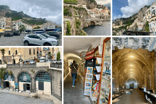 The stunning Amalfi coast with expensive parking & shops under the road!