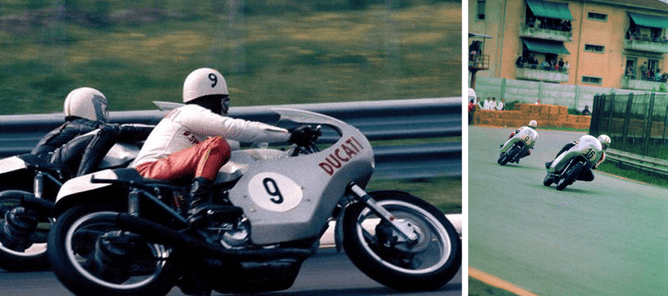 Dicing Desmos; #9 Bruno Spaggiari with #16 Paul Smart 📸 www.rideapart.com