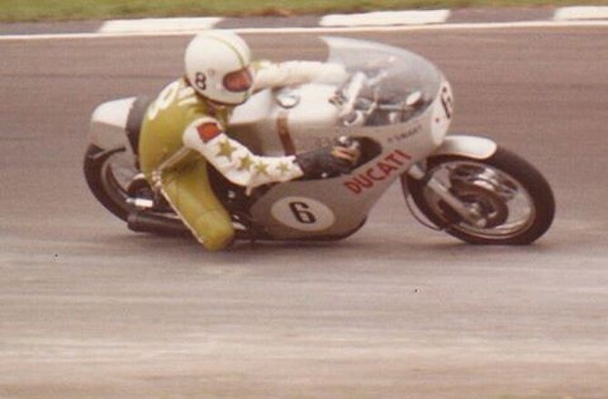 Serious lean angle for 1972 spec rubber!