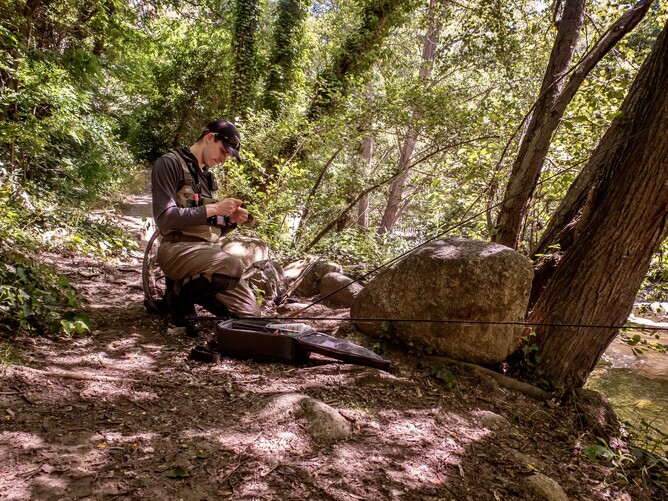 Ollie Bassett prepares rods for World Fly Fishing Championship 2024