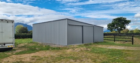 Shed with sliding doors
