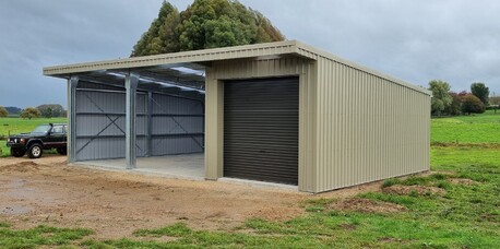 Shed partly open and partly enclosed