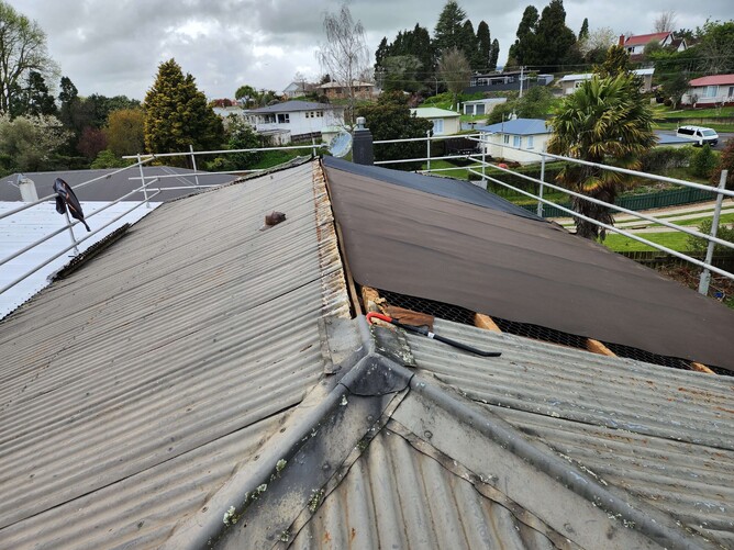 Roof damage in a storm in Waikato