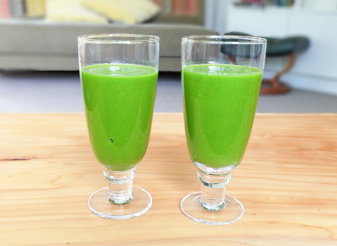 two glasses of green smoothie