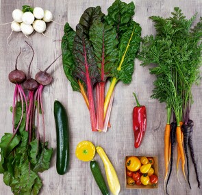 Flat lay of fresh vegetables